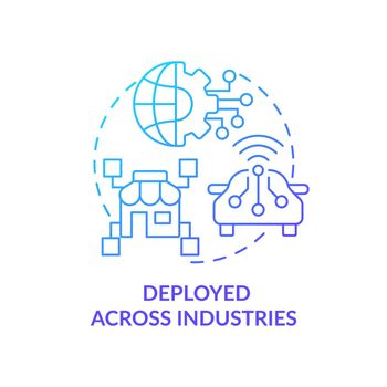 Deployed across industries blue gradient concept icon
