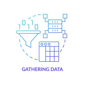 Gathering data blue gradient concept icon