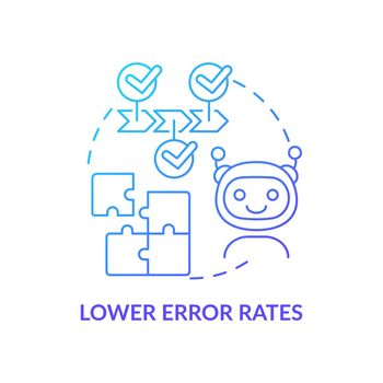 Lower error rates blue gradient concept icon