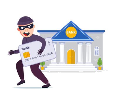 a thief stole a credit card from a bank. steal money and passwords.