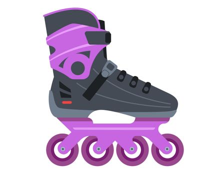 purple roller skates sideways. sports shoes for children.