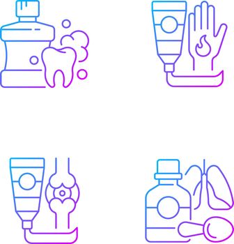 Medical treatment options gradient linear vector icons set