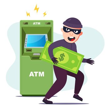 the thief stole money from an ATM. hacking the terminal to steal.