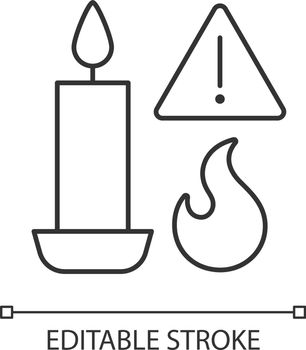 Fire danger from candles linear manual label icon