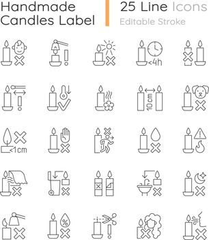 Handmade candles label linear manual label icons set