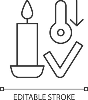 Candles storage at room temperature linear manual label icon