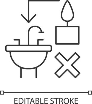 Never throw hot wax down sink linear manual label icon