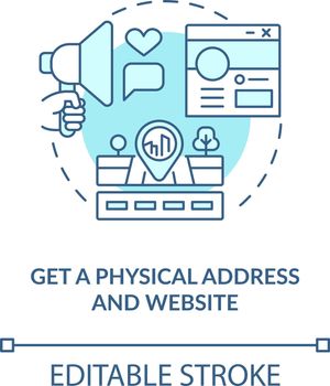 Physical address and website blue concept icon