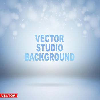 Empty light blue studio background layered vector