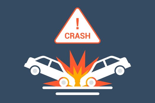 car collision icon on the road.