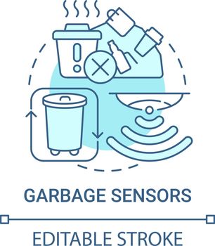 Garbage sensors blue concept icon