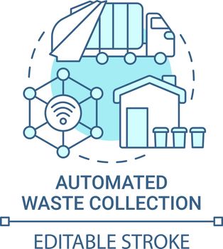 Automated waste collection blue concept icon