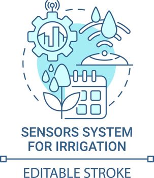 Sensor system for irrigation blue concept icon
