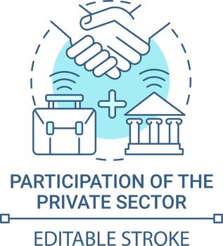 Participation of private sector blue concept icon