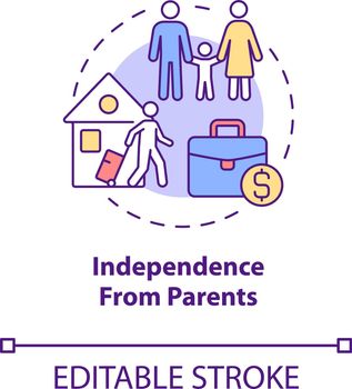Independence from parents concept icon