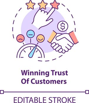 Win trust of customers concept icon