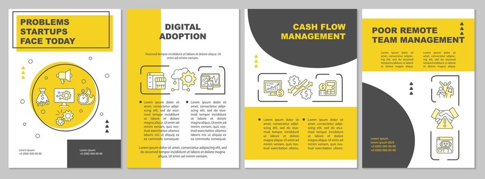 Startup problems yellow brochure template