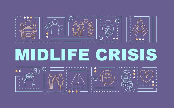 Midlife crisis prevention word concepts banner