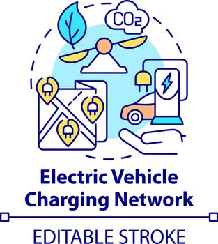 Electric vehicle charging network concept icon