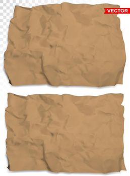 Wrinkled crumpled realistic brown paper vector