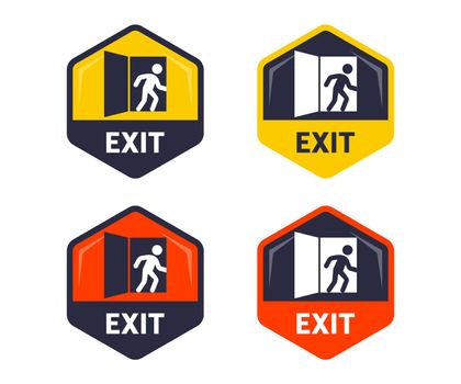 emergency exit icons set. fire evacuation mark.