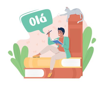 Studying portuguese language with pleasure 2D vector isolated illustration