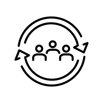 Personnel change line icon. People in round cycle symbol. Human resource concept.