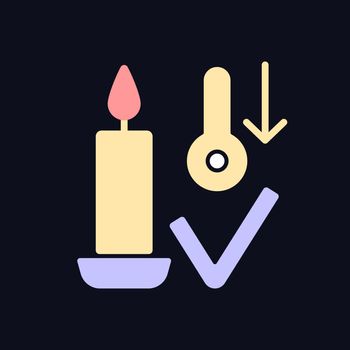 Candles storage at room temperature RGB color manual label icon for dark theme