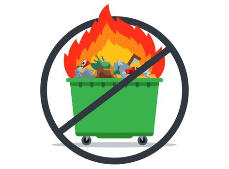 ban on burning garbage. burning waste tank.