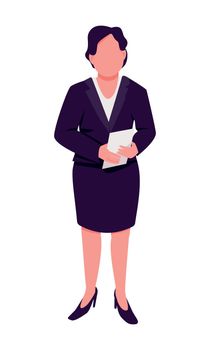 Female television show host semi flat color vector character