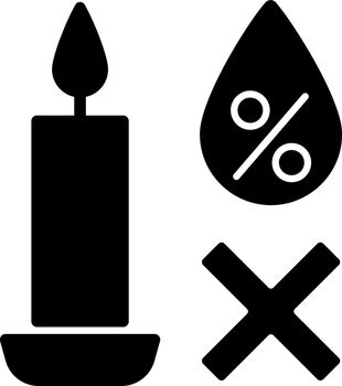 Keeping candles in dry spot black glyph manual label icon