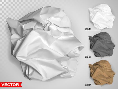 Wrinkled crumpled realistic carton paper ball
