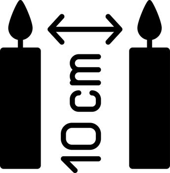 Distance between burning candles black glyph manual label icon