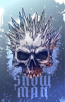 Graphic human skull with ice spikes