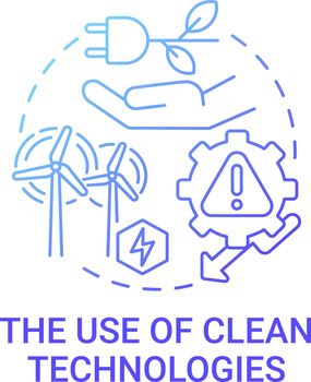Use of clean technologies gradient blue concept icon