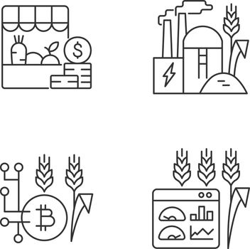 Agricultural innovations linear icons set