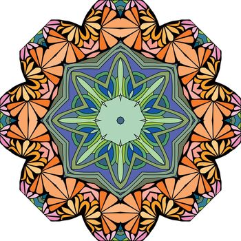 Colorful cute Mandala. Decorative unusual round ornaments.
