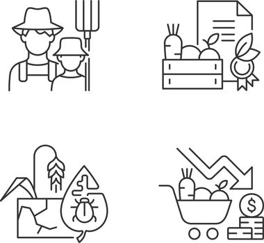 Agribusiness linear icons set