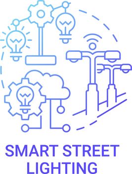 Smart street lighting gradient blue concept icon