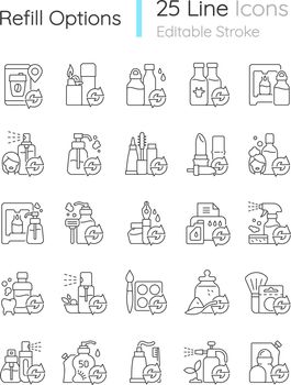 Refill options linear icons set