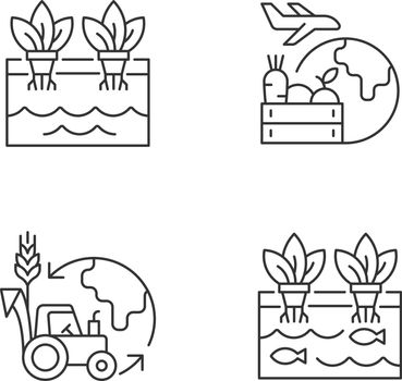 Environmental farming linear icons set