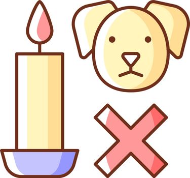 Candle safety for pets RGB color manual label icon