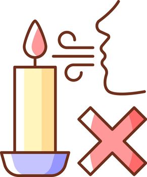 Never blow out candle flame RGB color manual label icon