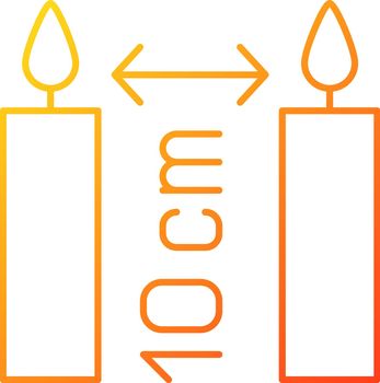 Distance between burning candles gradient linear vector manual label icon