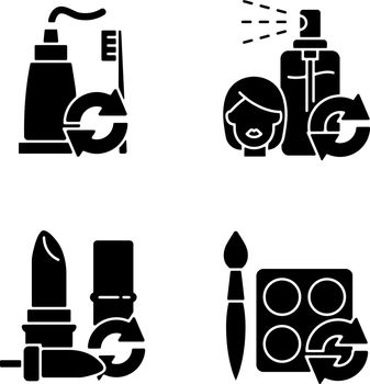 Refill and reuse black glyph icons set on white space