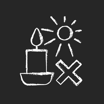 Protect candles from direct sunlight chalk white manual label icon on dark background
