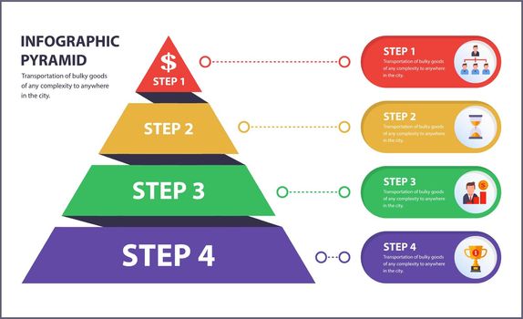 infographics pyramid with 4 steps. information icons.