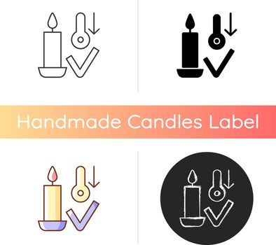 Candles storage at room temperature manual label icon
