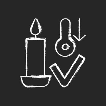 Candles storage at room temperature chalk white manual label icon on dark background