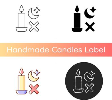 Never use candle while sleeping manual label icon